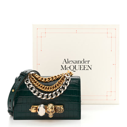 Alexander McQueen Shiny Crocodile Embossed Jeweled Satchel Emerald 11 of 11