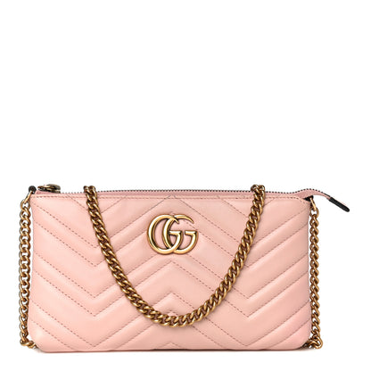 Gucci Calfskin Matelasse Mini GG Marmont Chain Bag Perfect Pink 1 of 11