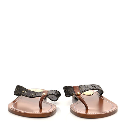 Louis Vuitton Monogram Sunny Flat Thong Sandals 38.5 Brown 2 of 10