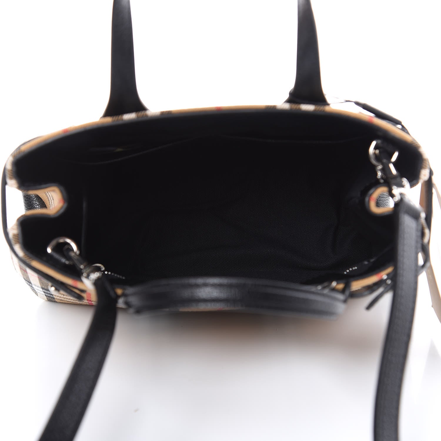 Burberry Goatskin Vintage Check Small Banner Tote Black 5 of 9