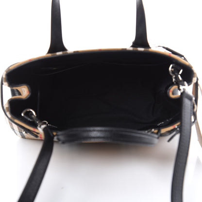 Burberry Goatskin Vintage Check Small Banner Tote Black 5 of 9