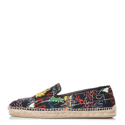 Christian Louboutin Canvas Nanou Orlato Espadrilles 40 Black Gold 1 of 8