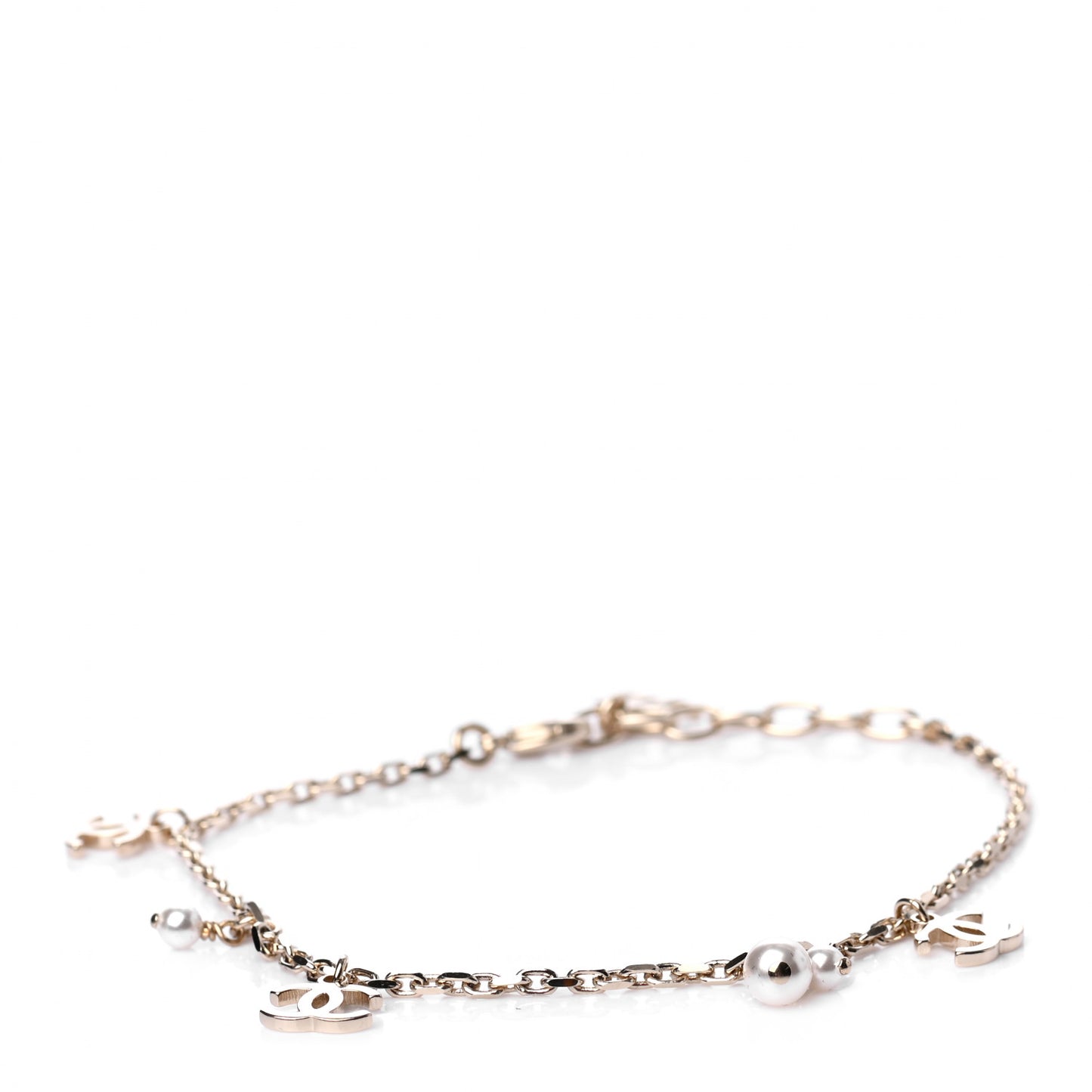 Pearl CC Chain Anklet Gold