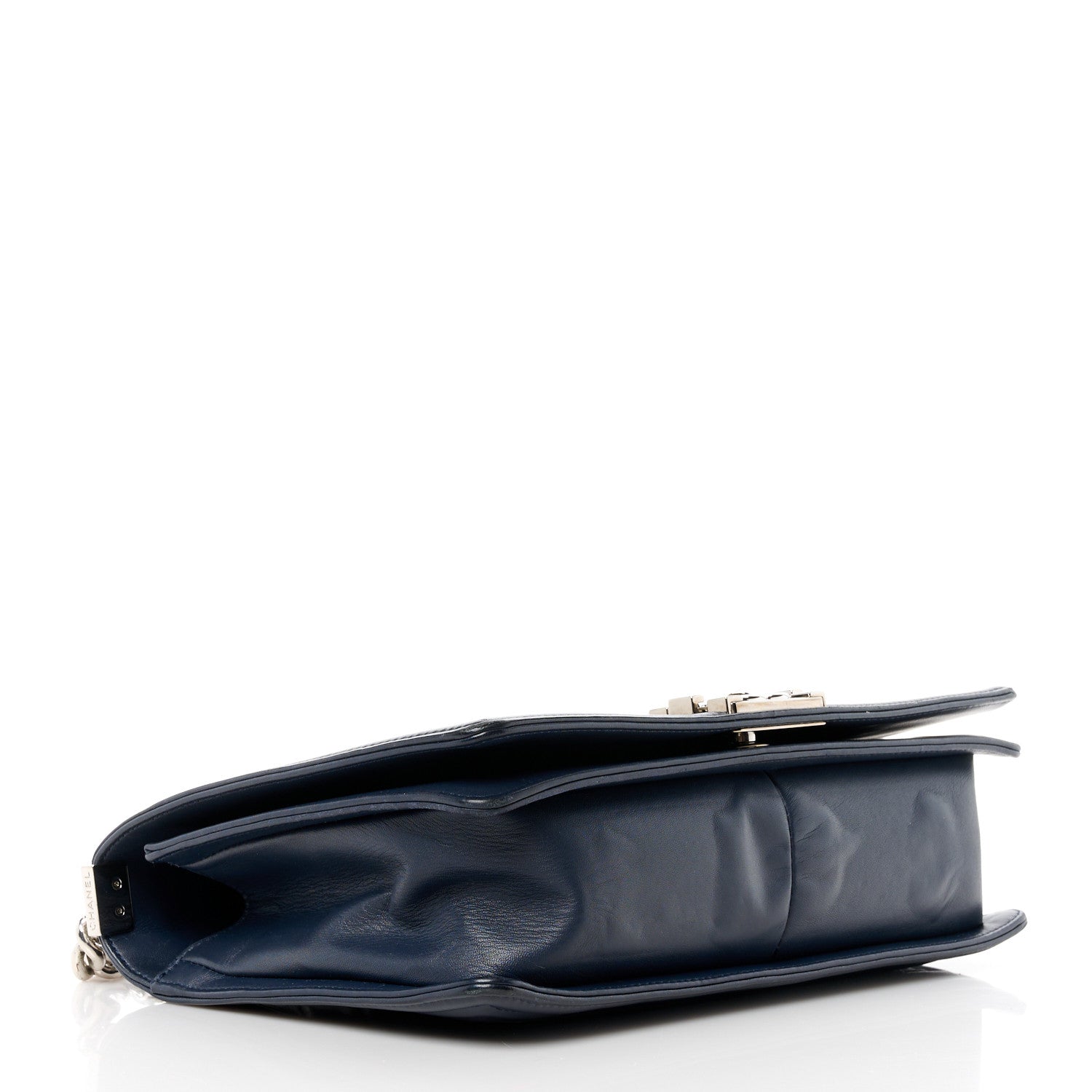 Chanel Lambskin Chevron Quilted New Medium Boy Flap Dark Navy Blue 4 of 10