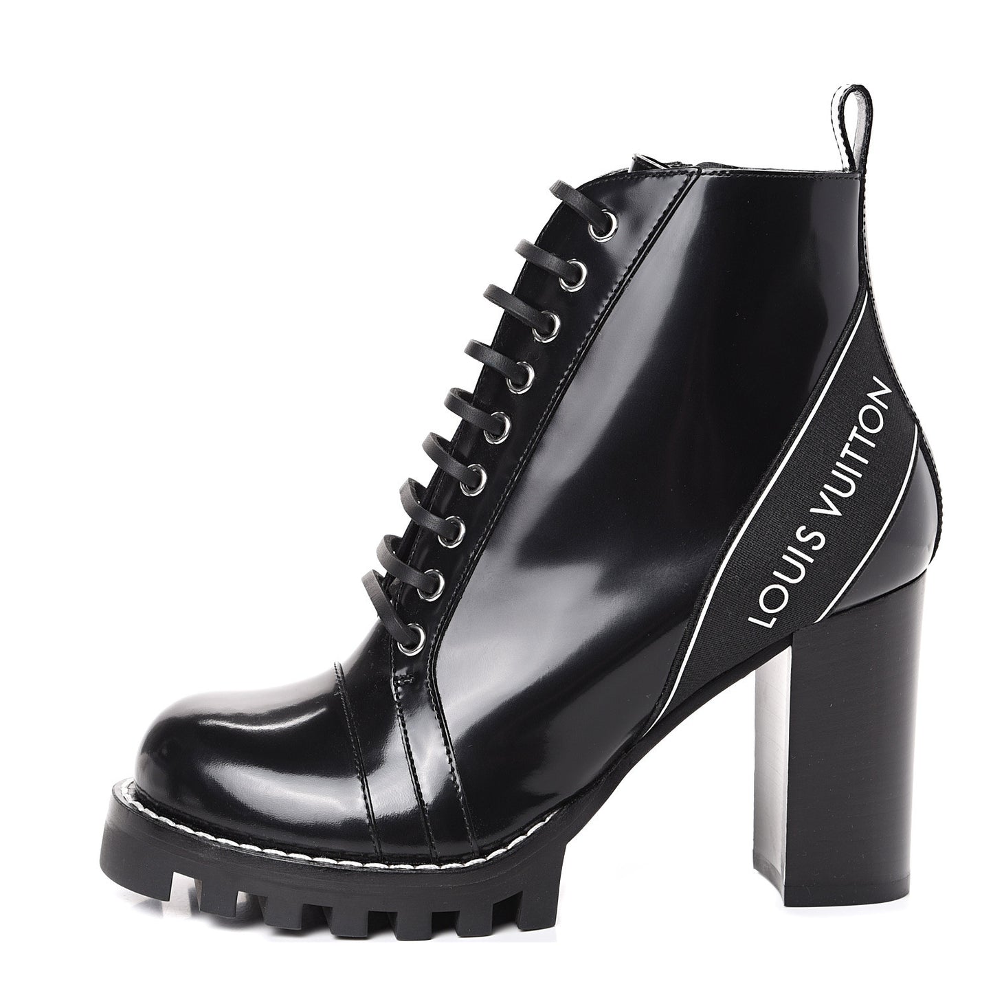 Glazed Calfskin Star Trail Ankle Boots 39.5 Black