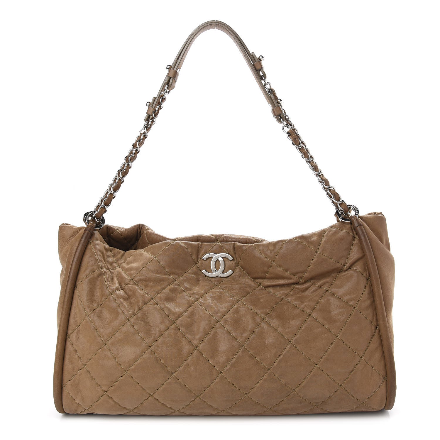 Chanel Iridescent Calfskin Quilted Relax CC Shoulder Bag Brown 1 of 9