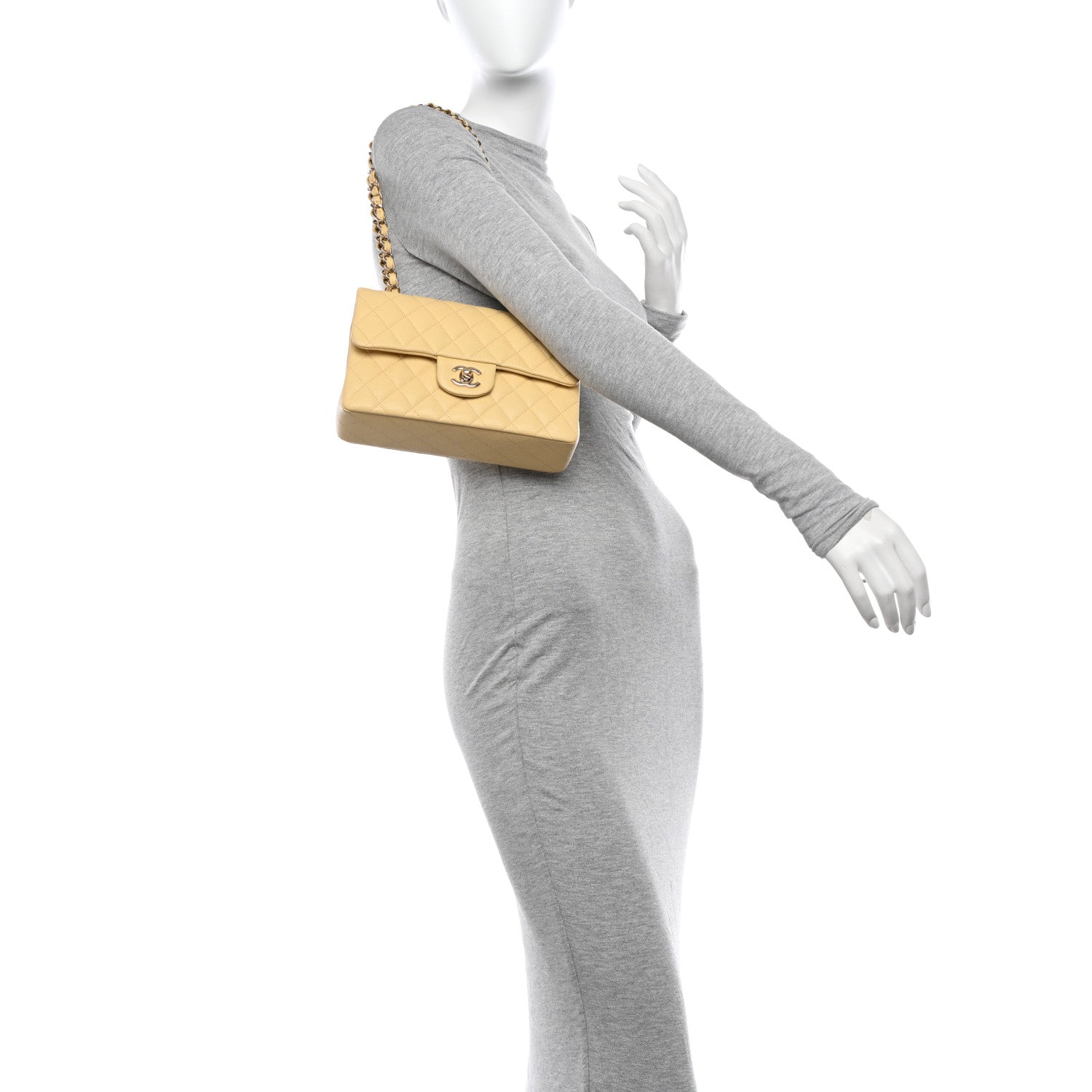 Chanel Caviar Quilted Small Double Flap Yellow 3 of 10