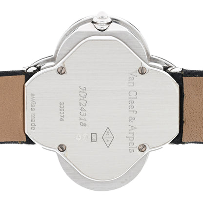Van Cleef & Arpels 18K White Gold Satin Diamond Bezel Mother of Pearl 30mm Alhambra Quartz Watch 4 of 4