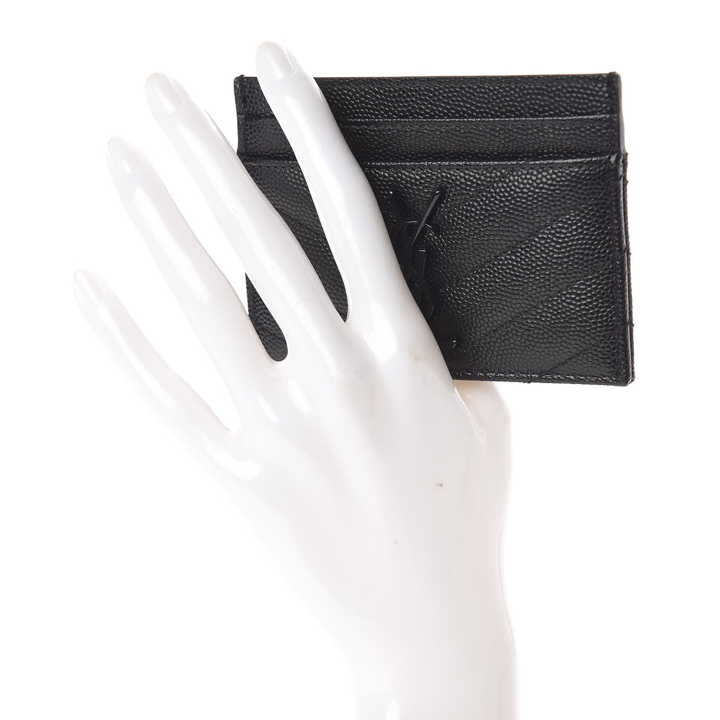 Grain De Poudre Matelasse Chevron Monogram Credit Card Case Black
