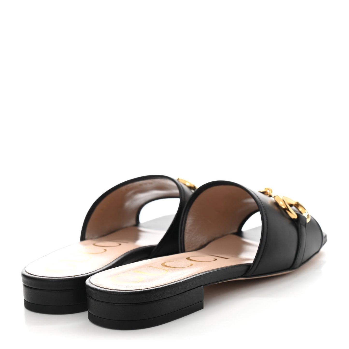 Nappa Horsebit Flat Slide Sandals 37 Black
