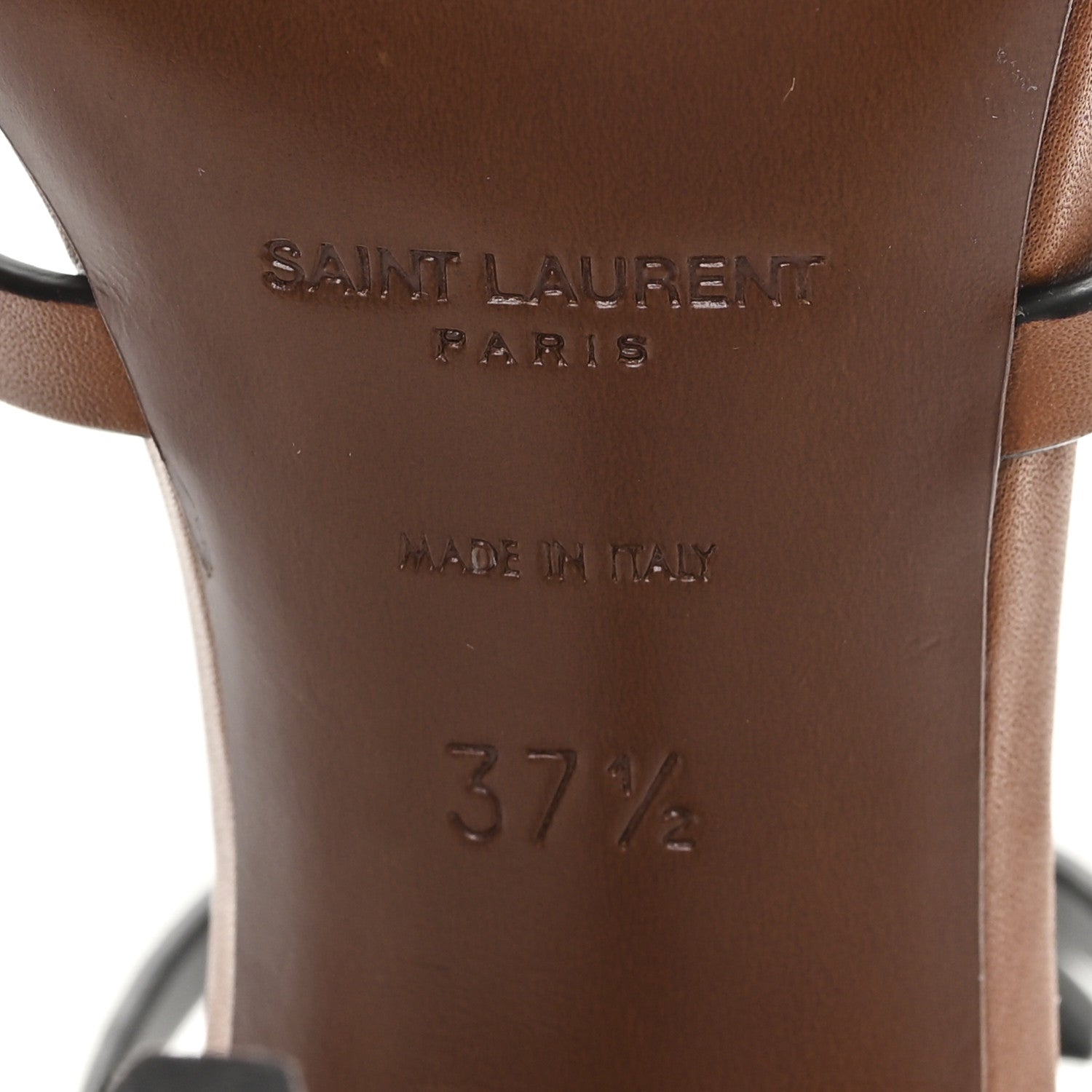 Saint Laurent Calfskin Cassandra 100 Sandals 37.5 Gold Brown 7 of 10
