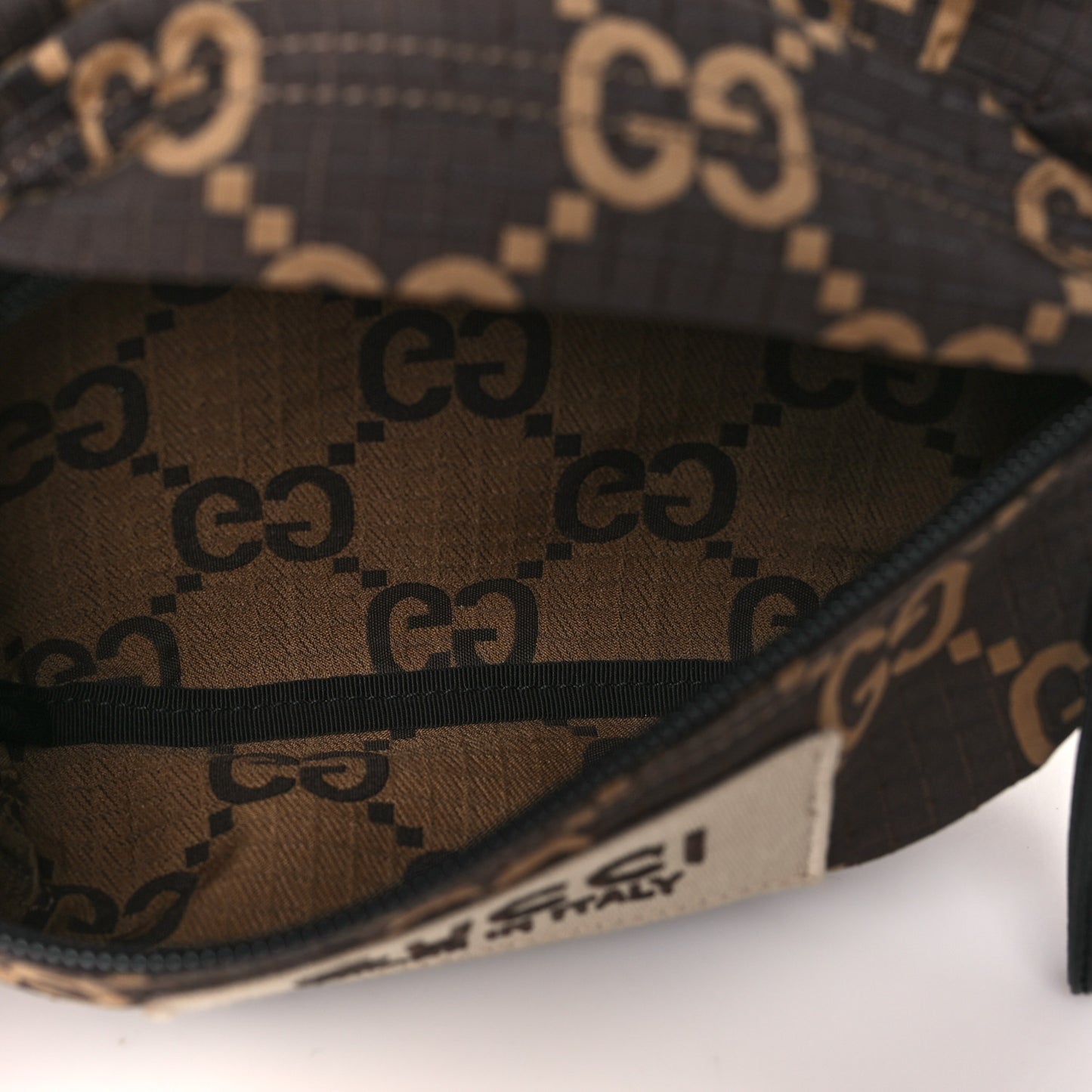 Recycled Polyester Monogram Jumbo GG Belt Bag Ebony Beige