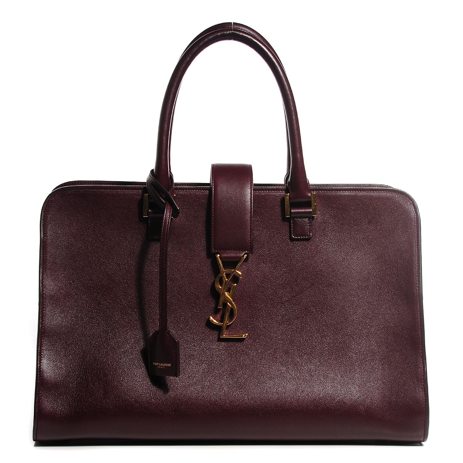Saint Laurent Smooth Calfskin Medium Cabas Monogram Bordeaux 1 of 9