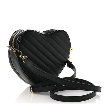 Gucci Calfskin Matelasse Diagonal Mini Interlocking G Heart Shoulder Bag Black 2 of 11