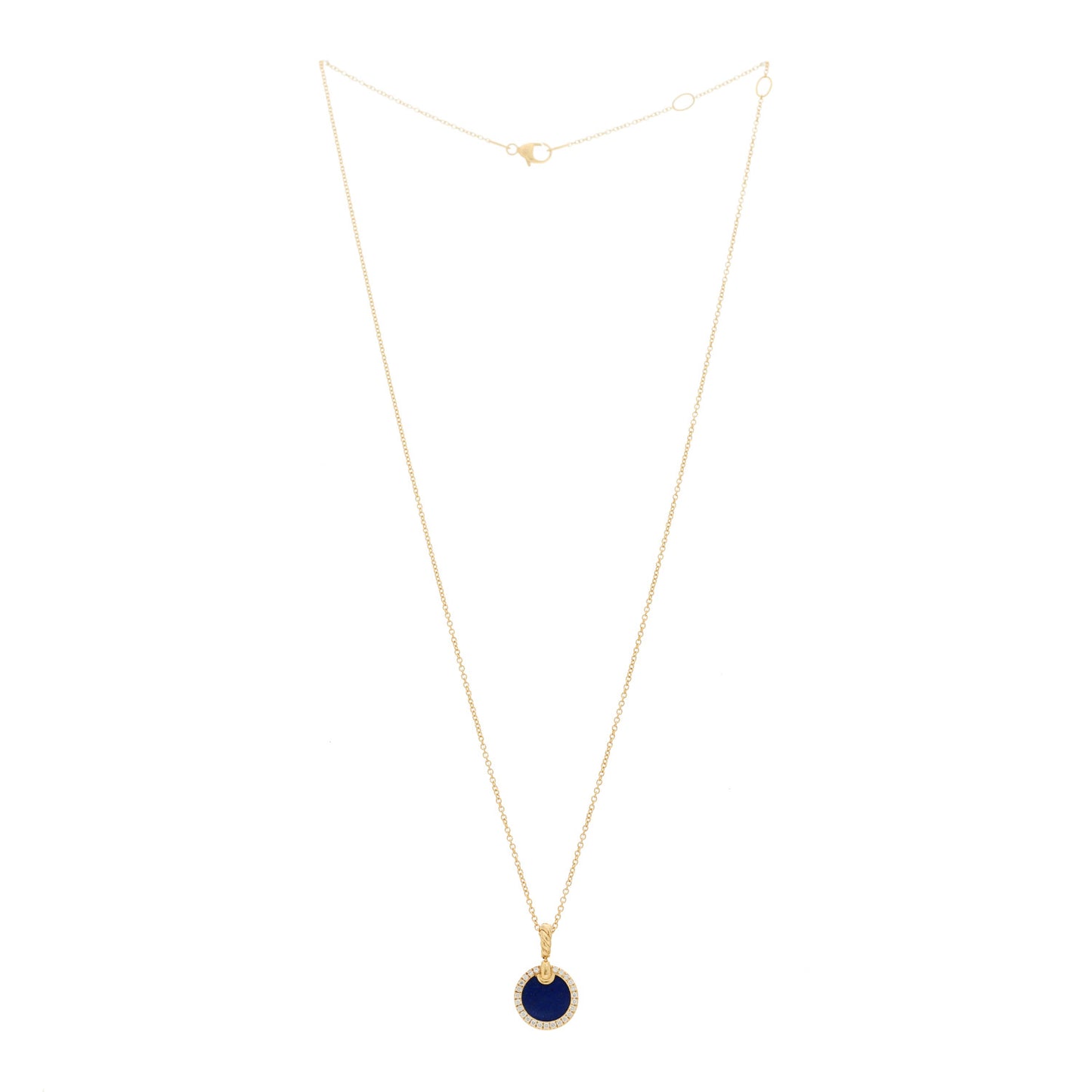 18K Yellow Gold Diamond Lapisl Lazuli Petite Elements Necklace