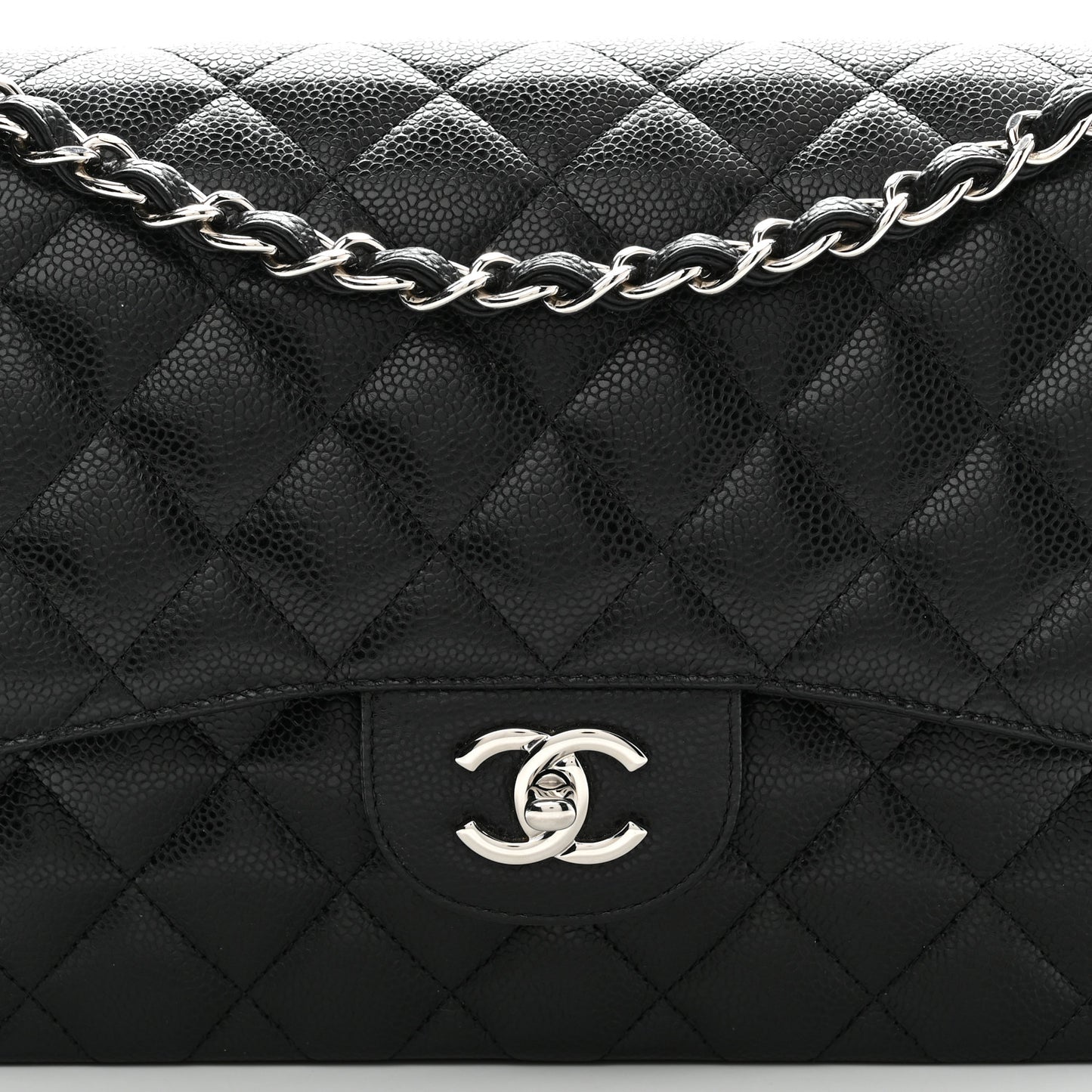 Caviar Quilted Jumbo Double Flap Black