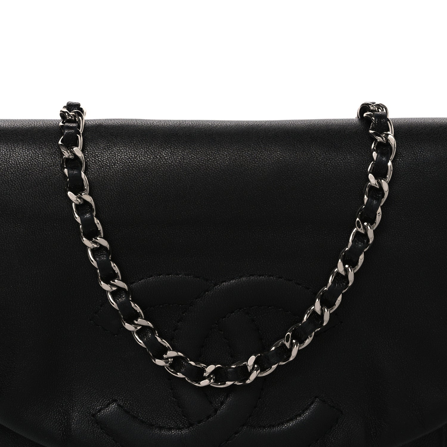 Chanel Lambskin Half Moon Wallet On Chain WOC Black 8 of 10