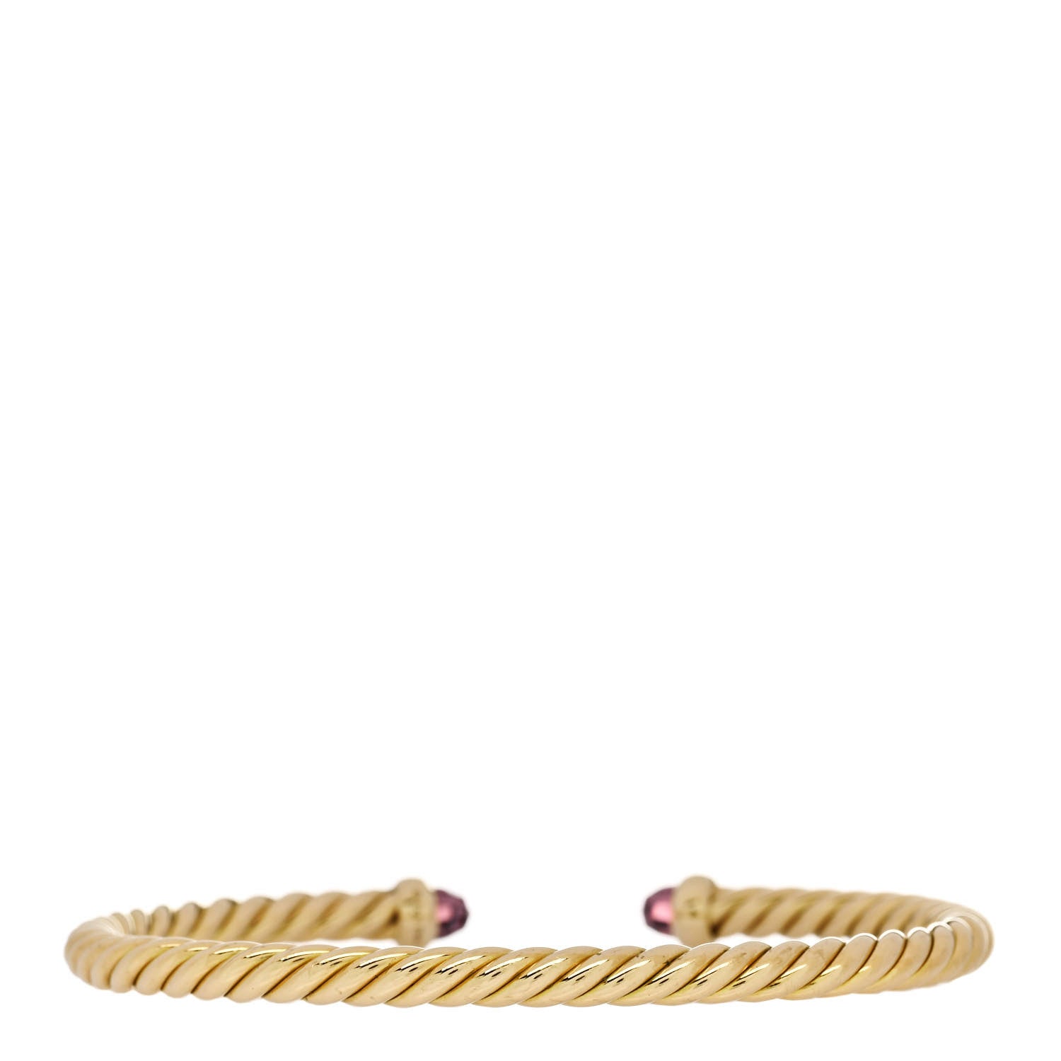 David Yurman 18K Yellow Gold Diamond Rhodolite Garnet 4mm Cablespira Bracelet 2 of 3