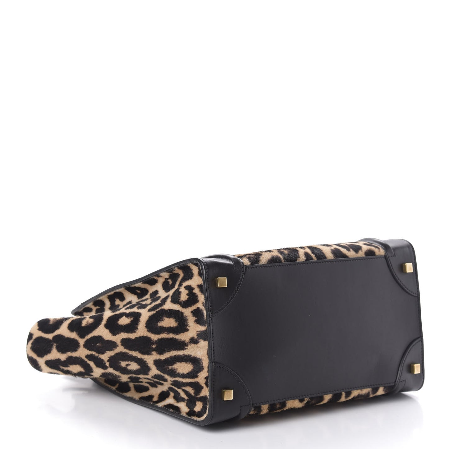 Leopard Pony Hair Mini Luggage Brown