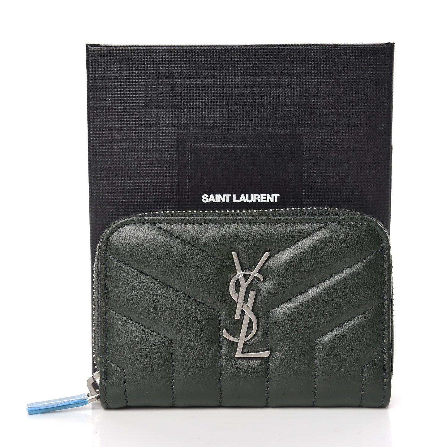 Lambskin Y Quilted Monogram LouLou Zip Coin Purse New Vert Fonce