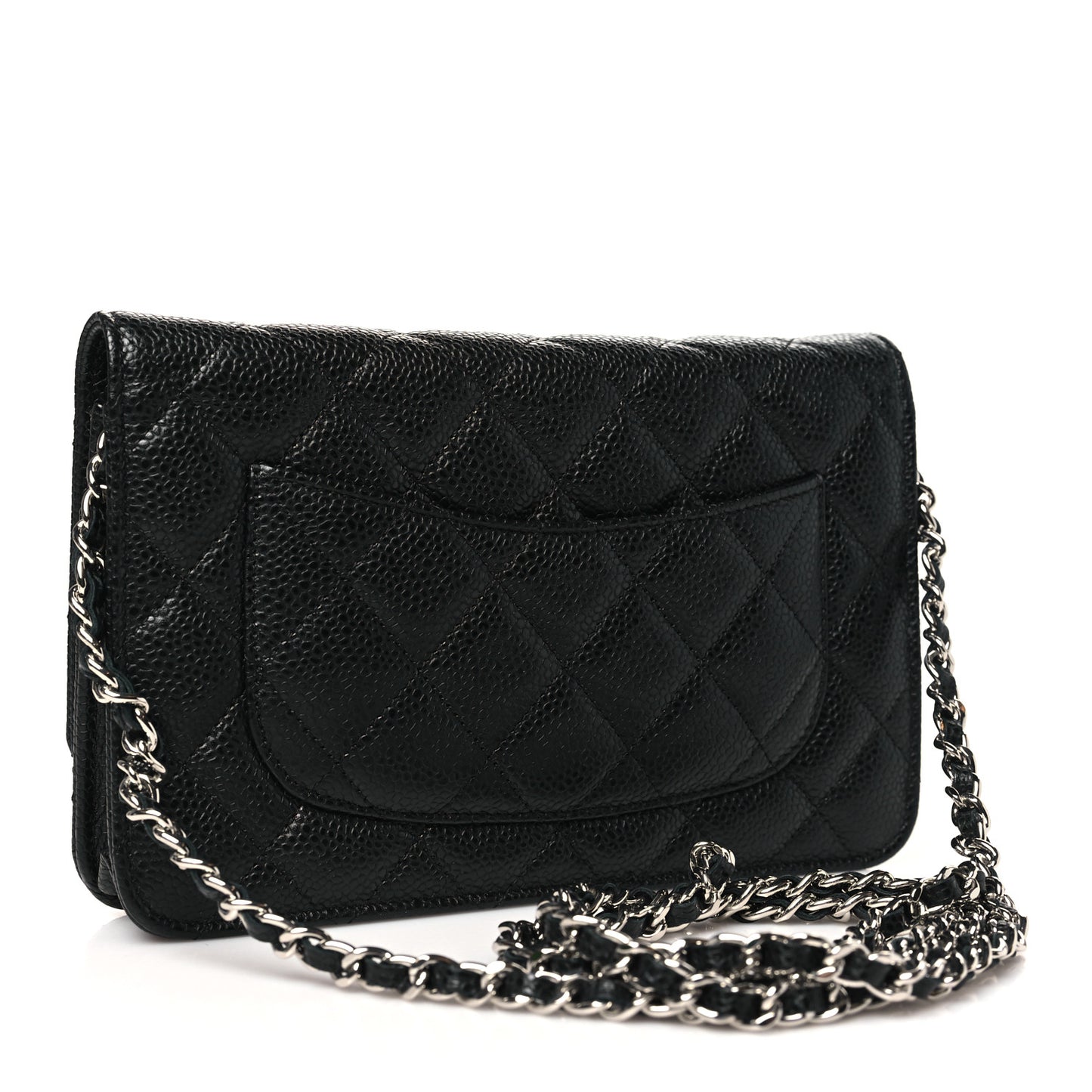 Caviar Quilted Wallet on Chain WOC Black