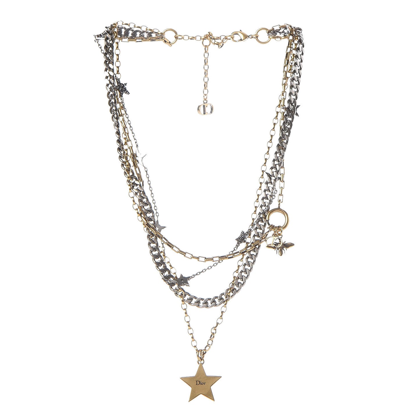 Metal Star J'adior Multi Strand Necklace Aged Gold