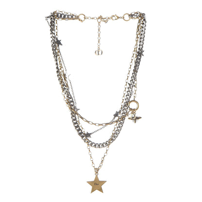 Christian Dior Metal Star J'adior Multi Strand Necklace Aged Gold 3 of 8