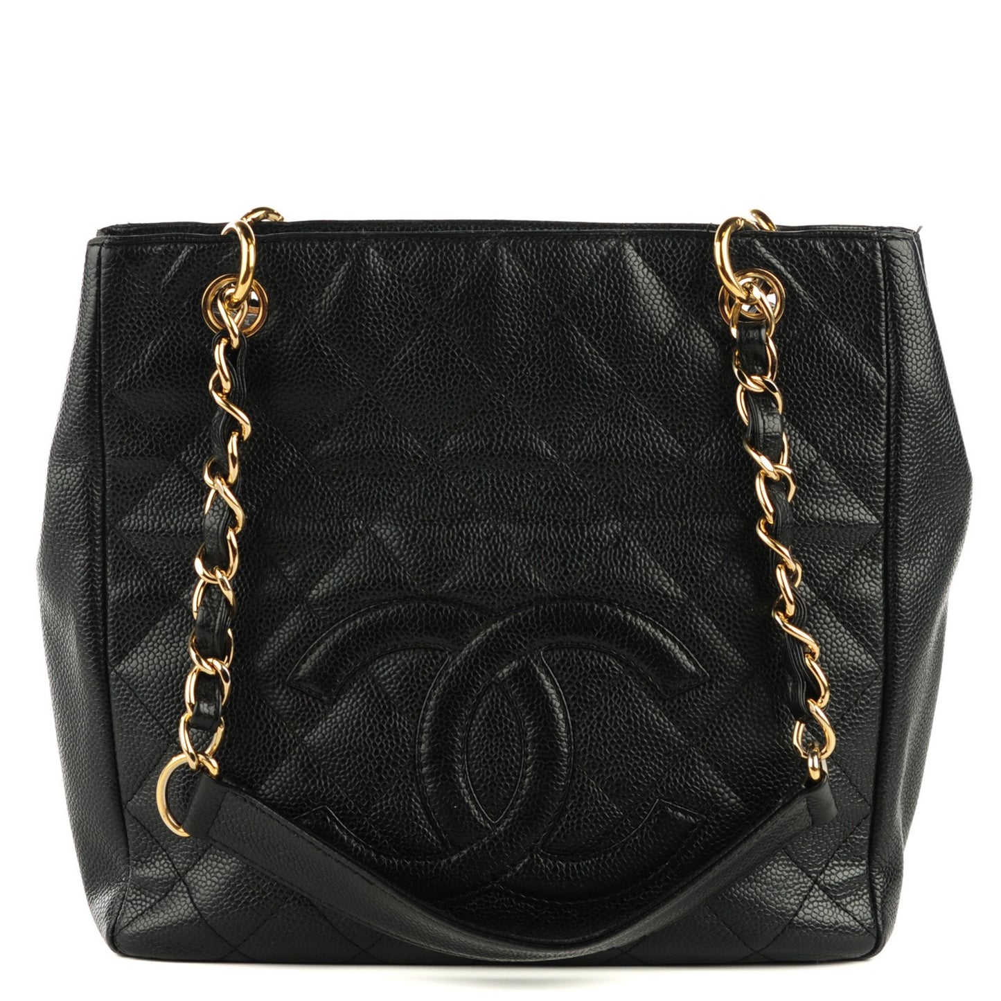Caviar Quilted Petit Shopping Tote PST Black