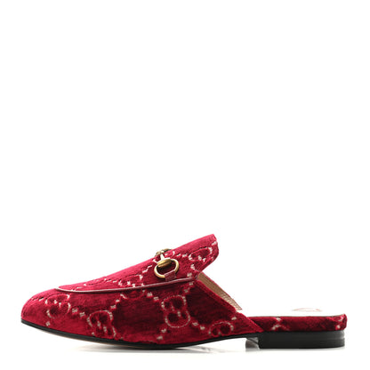 Gucci Velvet GG Monogram Womens Princetown Slippers 35.5 Red Cipria 1 of 8