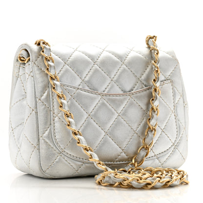 Chanel Metallic Lambskin Quilted Mini Square Flap Silver 3 of 13