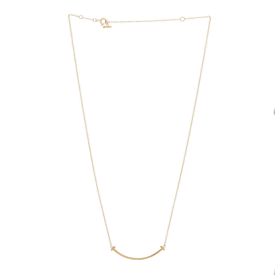 18K Yellow Gold Small T Smile Pendant Necklace