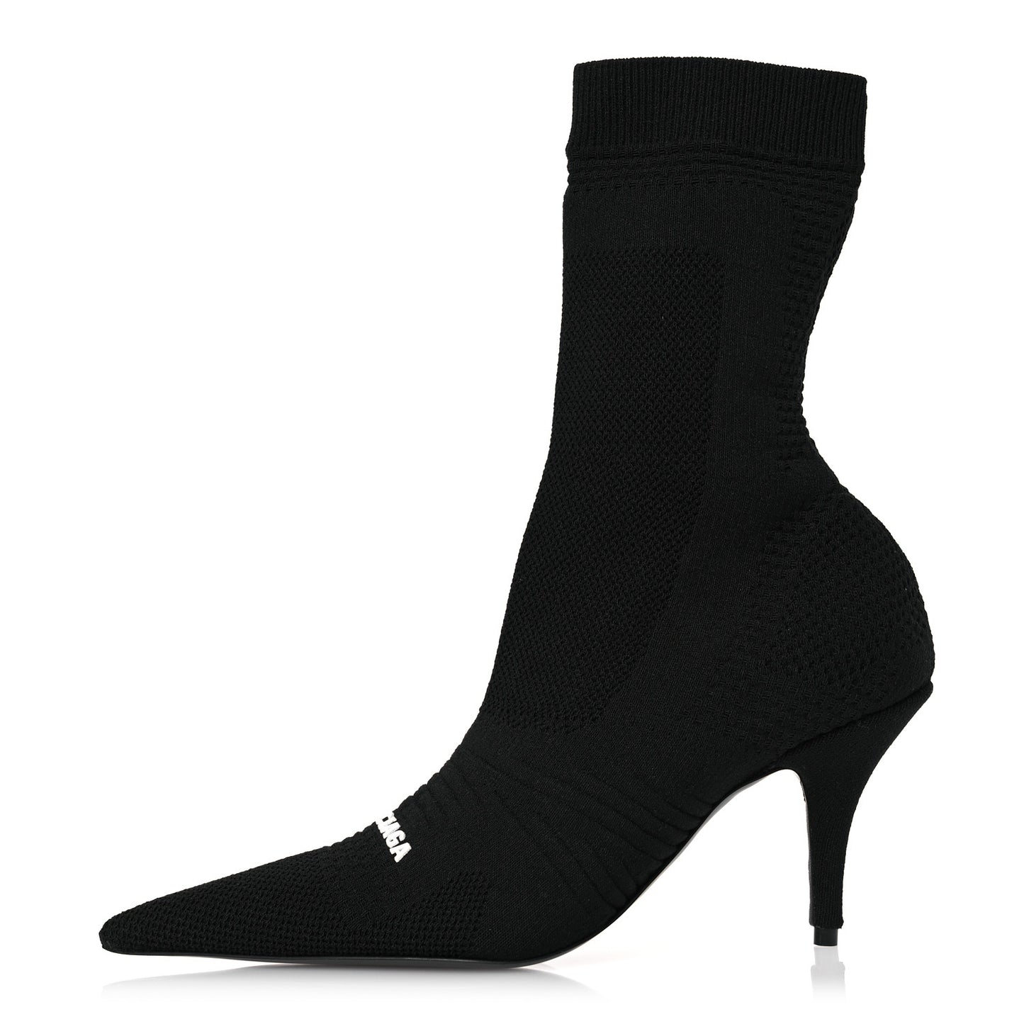 Textured Recycled Knit Logo Extreme Pointed Toe Knife 2.0 Booties 36 Black