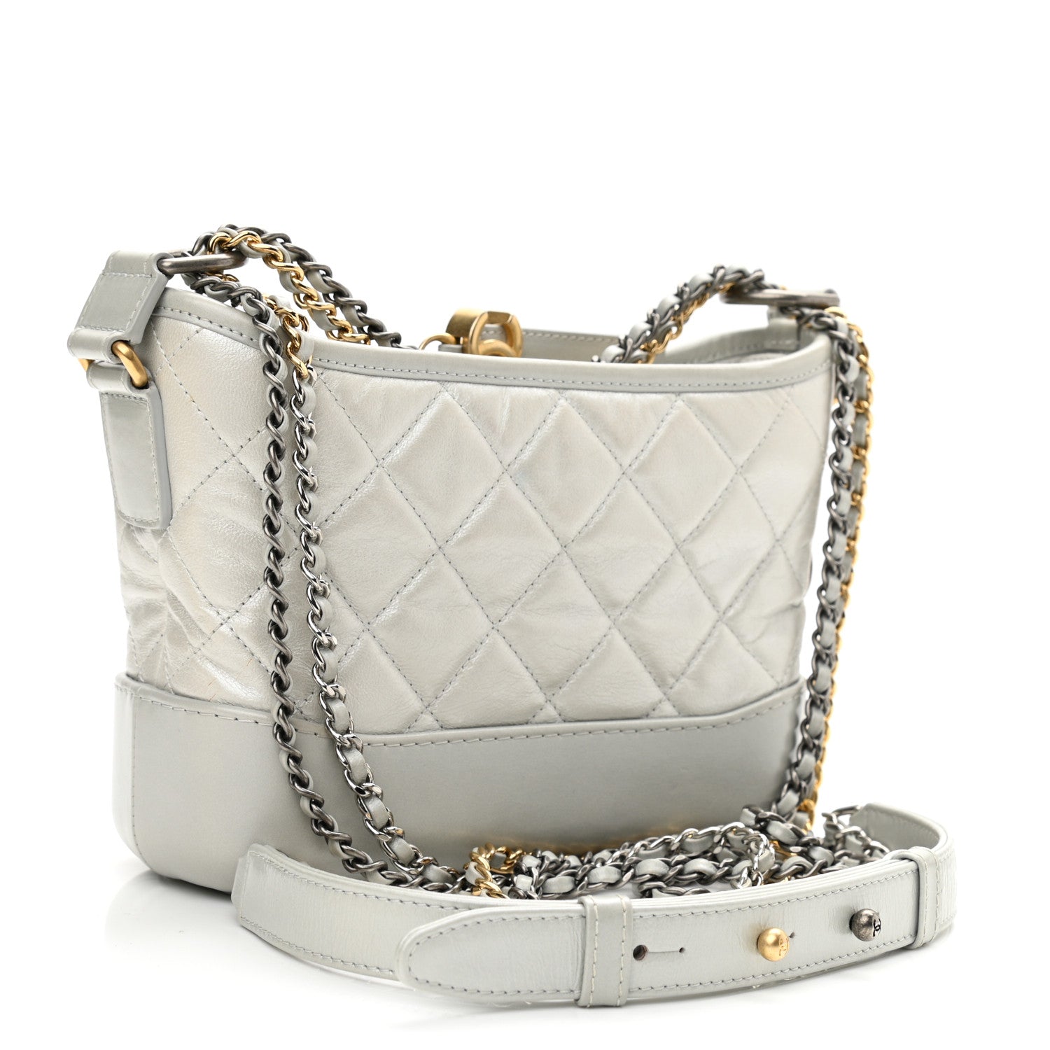 Chanel Metallic Aged Calfskin Quilted Small Gabrielle Hobo Silver 3 of 12