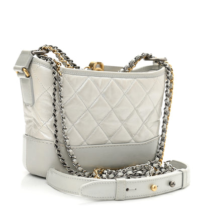 Chanel Metallic Aged Calfskin Quilted Small Gabrielle Hobo Silver 3 of 12