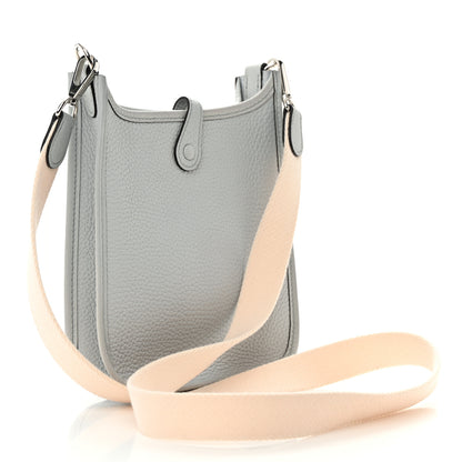Hermes Taurillon Clemence Amazone Evelyne TPM Bleu Pale Nata 3 of 9