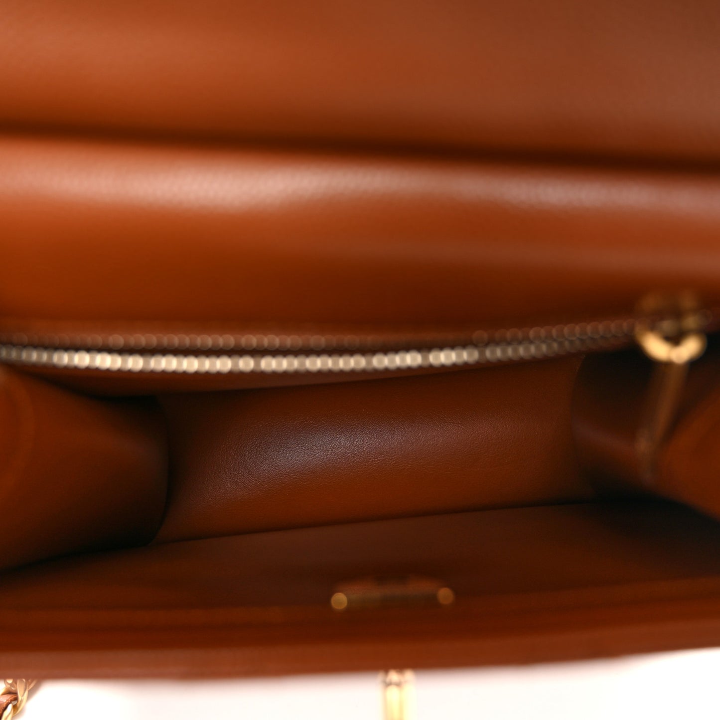 Caviar Quilted Small Chain Frame Flap Light Brown