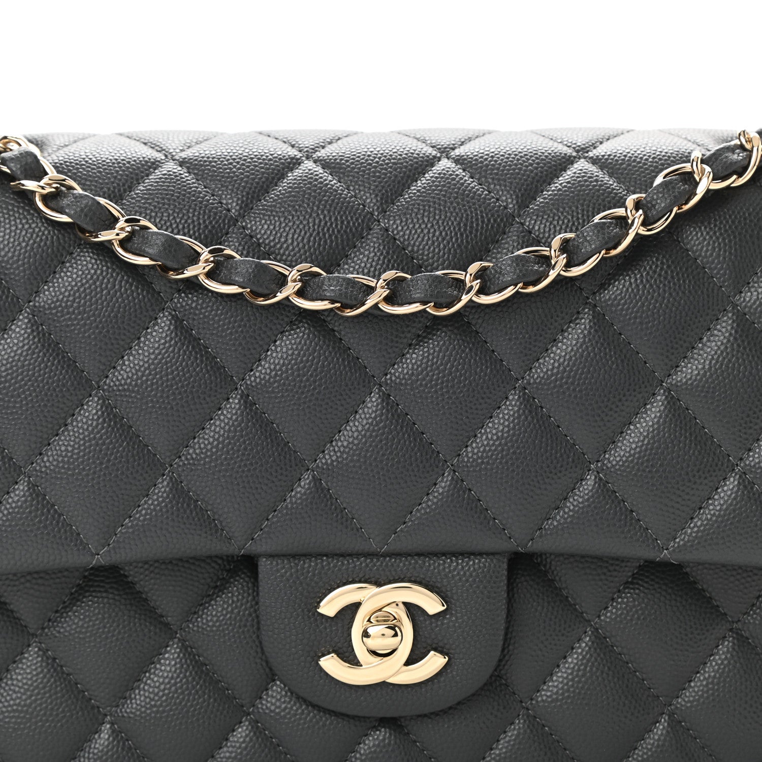 Chanel Caviar Quilted Medium Double Flap Dark Grey 8 of 11
