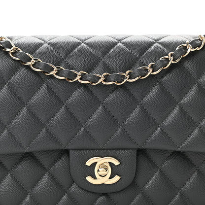 Chanel Caviar Quilted Medium Double Flap Dark Grey 8 of 11