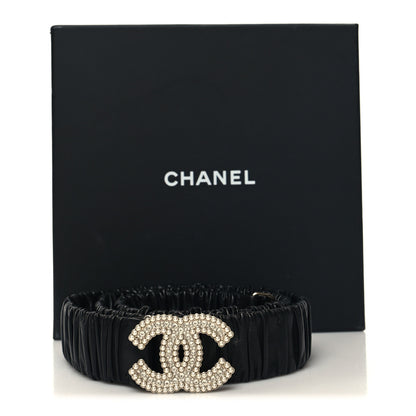 Chanel Lambskin Crystal Pearl CC Belt 95 38 Black 5 of 5