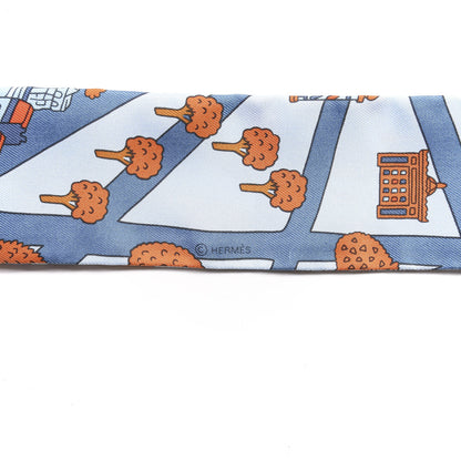 Hermes Silk Les Nouveaux Amoureux de Paris Twilly Ciel Blue Jean Orange 3 of 5