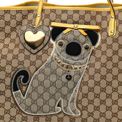 Gucci GG Monogram Patent Oliver Pug Tote Yellow Beige 9 of 12