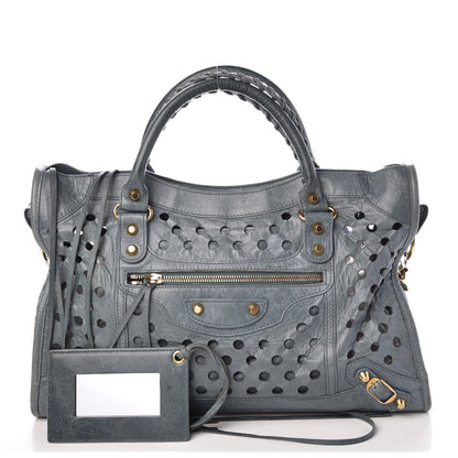 Balenciaga Agneau Classic Hardware Perforated Dot City Tempete 1 of 11