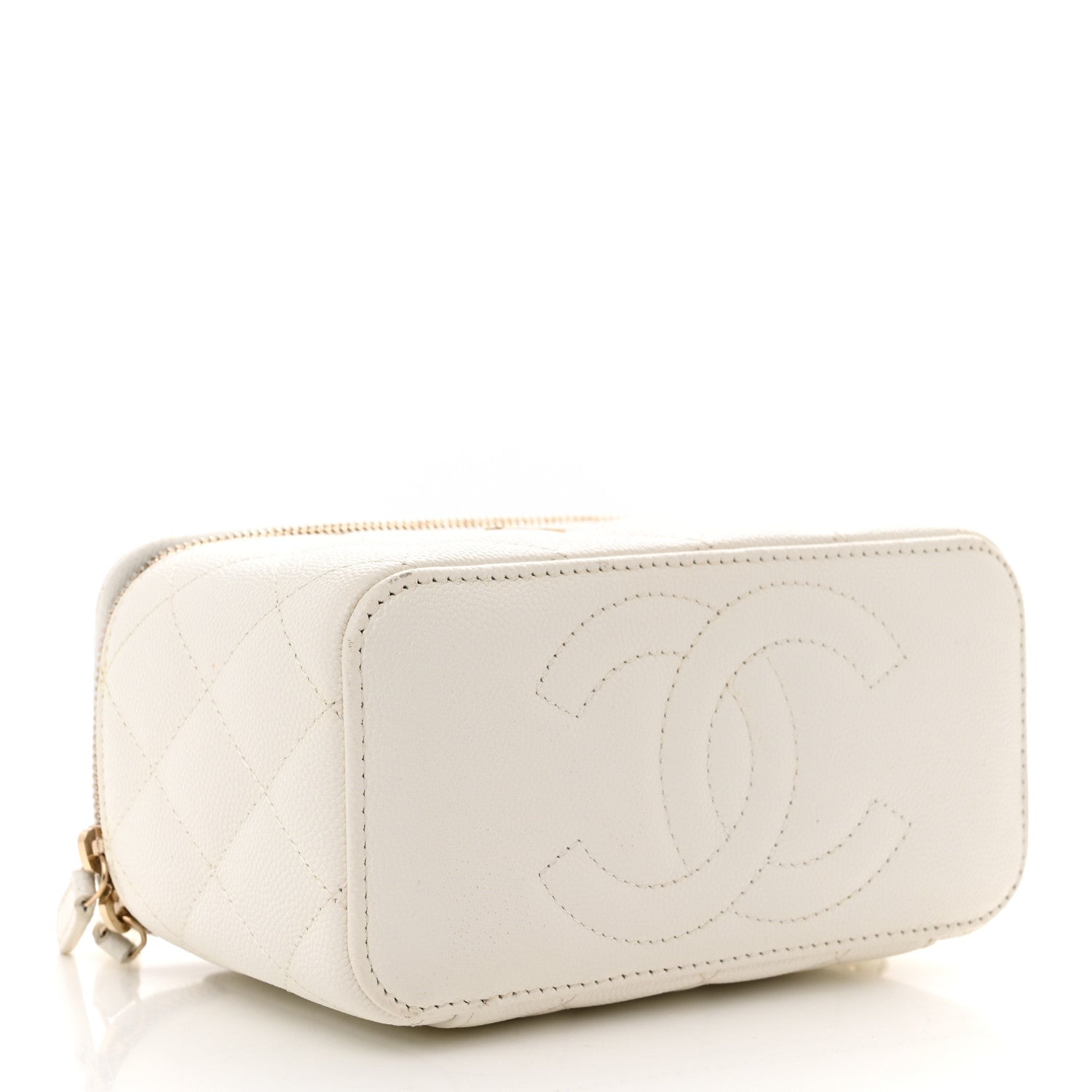 Chanel Caviar Quilted Small Vanity Case With Chain White 4 of 15
