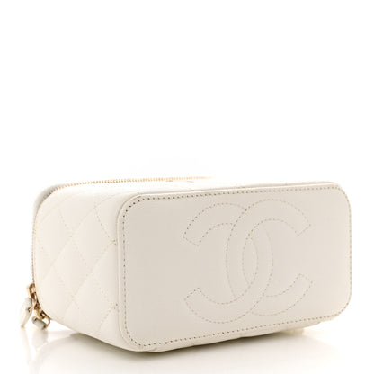 Chanel Caviar Quilted Small Vanity Case With Chain White 4 of 15