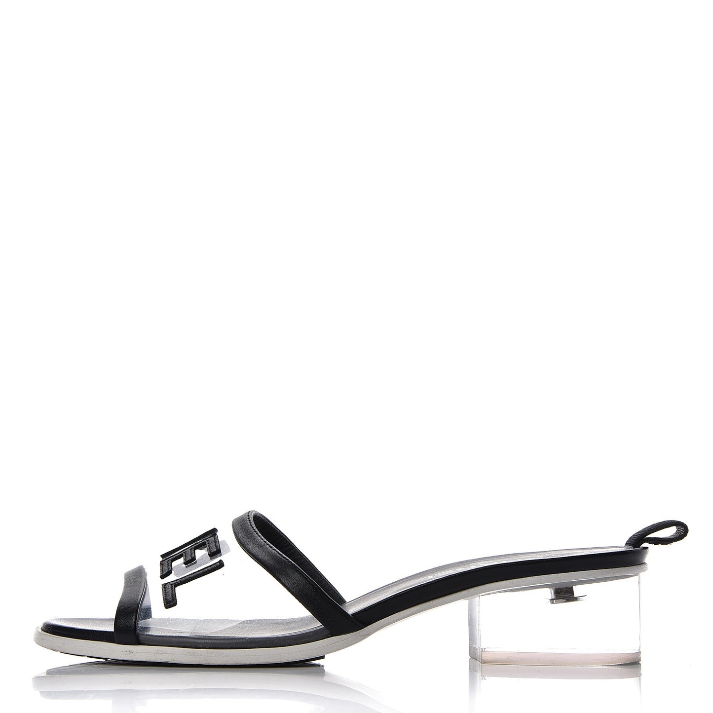 PVC Lambskin Logo Mules 40 Black
