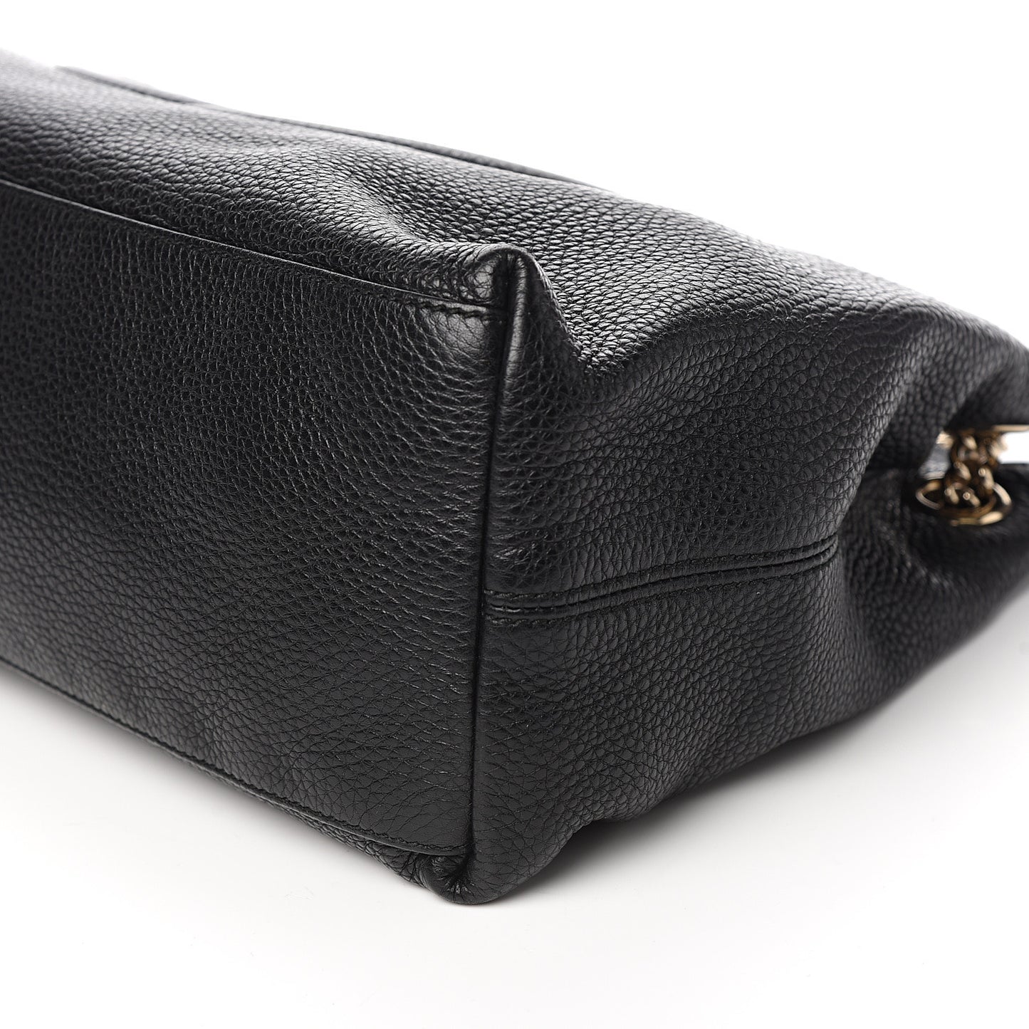 Pebbled Calfskin Medium Soho Chain Shoulder Bag Black