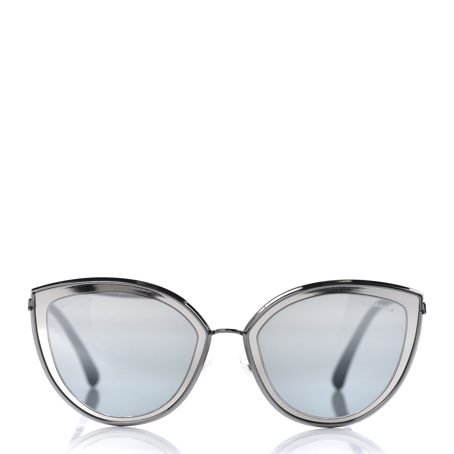 Metal Cat Eye Sunglasses 4222 Silver Black