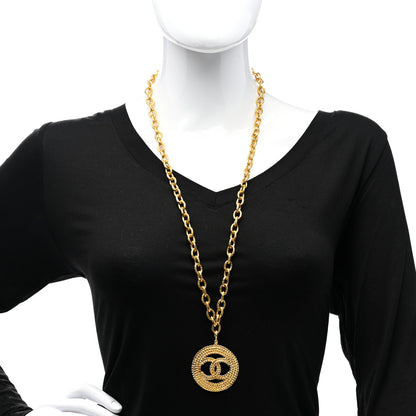 Chanel Metal CC Long Chain Pendant Necklace Gold 2 of 6