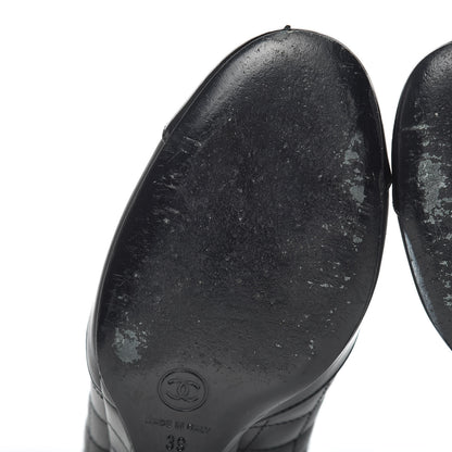 Chanel Lambskin Patent Quilted Wedge Ankle Boots 39 Black 11 of 14