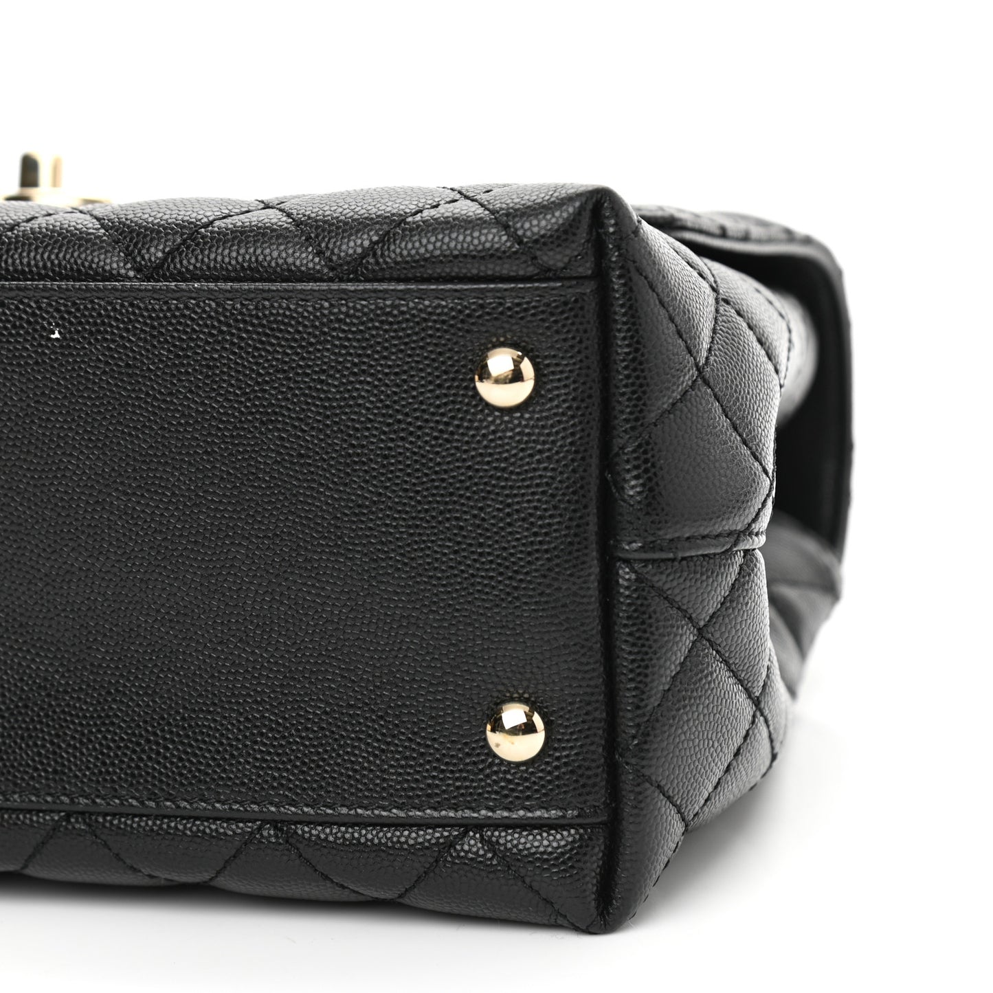 Caviar Lizard Embossed Quilted Small Coco Handle Flap Black